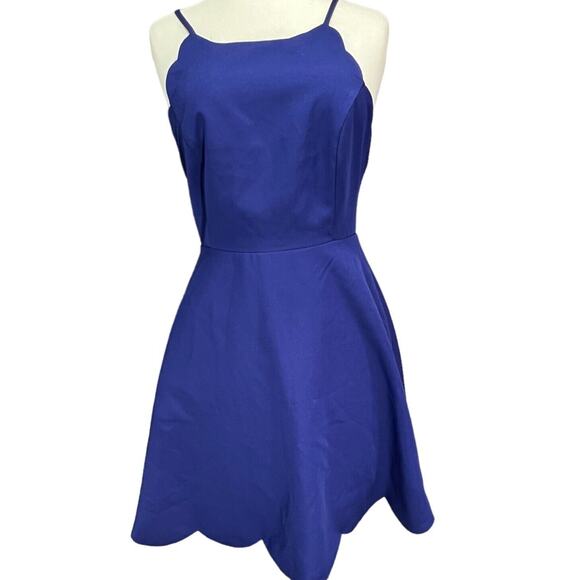 Lulus Play On Curves Dress Women S Blue Backless Fit Flare Skater Feminine Party - Picture 2 of 14